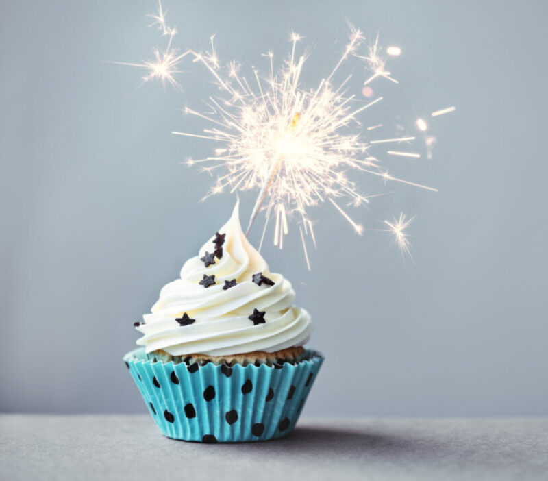 cupcake with lit sparkler